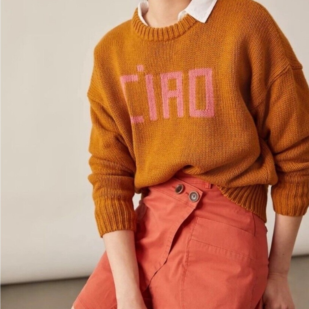 CLARE V Sweater Womens Large Drop Shoulder Block CIAO Gingernut